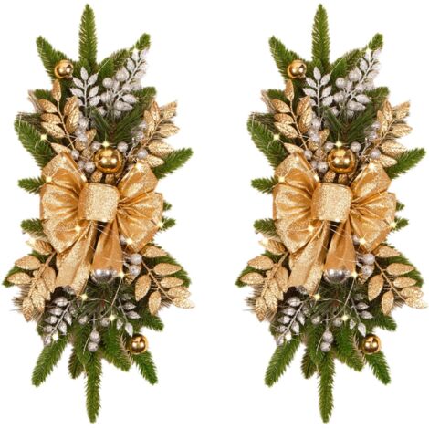 Lot de 2 guirlandes de Noël artificielles en forme de goutte d'eau de 61 cm (24 pouces), sans fil, pour décorer un escalier ou un jardin (jaune, 30 x 60 cm).