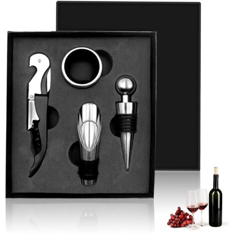 Ouvre-bouteille, tire-bouchon, coffret ouvre-bouteille à vin, ouvre-bouteille manuel pour vin rouge avec étui classique, coffret d'accessoires pour le vin (noir)