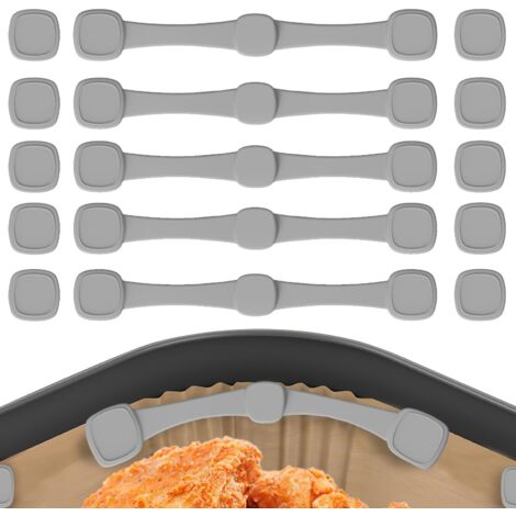 Ensemble de 5 attaches magnétiques en silicone pour friteuse à air chaud, comprenant 5 bandes et 10 boucles magnétiques pour papier sulfurisé, empêchant ainsi les feuilles de papier jetables de recouv