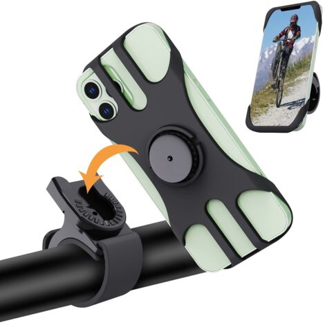 Support Téléphone Vélo, Support Téléphone Moto 360° Rotation, Universel Porte Telephone Velo pour Trotinette Electrique, VTT, Trottinette, Scooter, Moto Sportive, 4.5-7 Pouces Smartphones (1/5)