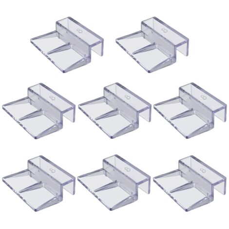 8 clips de protection pour verre, support universel pour aquarium sans rebord (transparent) (8 mm)