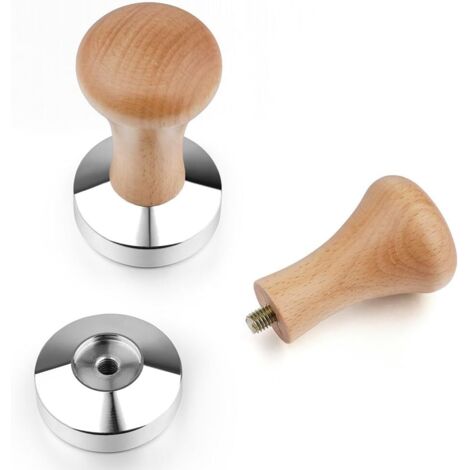 Presse à Café en Acier Inoxydable 51mm, Pilon à Café en Poudre, Presse a Cafe, Espresso Café Sabotage, Accessoires de Cuisine avec Manche en Bois, pour Le Bureau, La Maison, Les Fêtes (1/5)