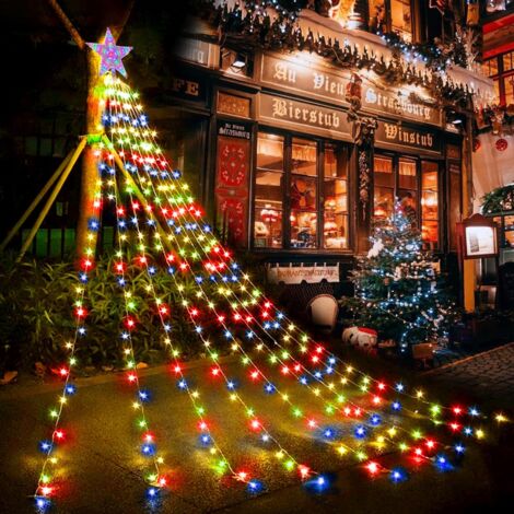 LED Guirlande Lumineuse Sapin de Noel avec Étoile, 9x2m USB Lumière de Décoration d'Arbre de Noël, 8 Modes d'Éclairage Guirlande Lumineuse avec Télécommande pour Intérieures Extérieures (Multicolor) [