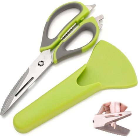 Ciseaux Multifonctionnels, Ciseaux de Cuisine en Acier Inoxydable, Ciseaux Cuisine Robustes, Avec Poignée et Couvercle Souples Antidérapants, Utilisé pour la Cuisson de Cadeaux de Camping Barbecue (1/5)