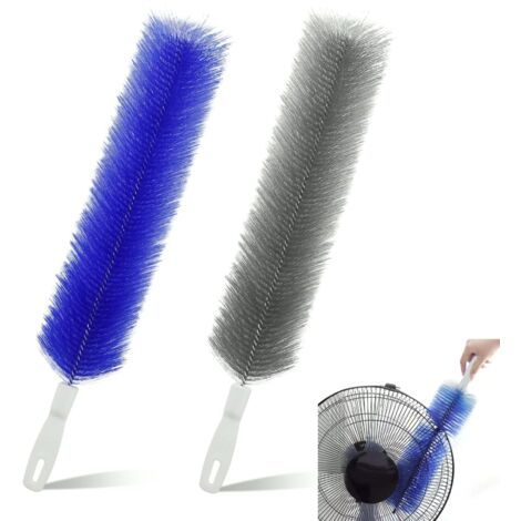 Lot de 2 plumeaux en toile d'araignée - Brosse de nettoyage en plastique - Tête en microfibre - Réutilisable - Pour volets de climatisation, ventilateurs de plafond, grilles d'aération, rideaux,