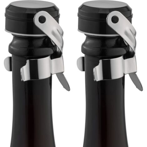 Bouchons pour bouteilles de champagne et de vin, en acier inoxydable, réutilisables, avec joint en silicone anti-fuite, pour une fraîcheur optimale (lot de 2, argent).