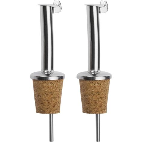 Becs Verseurs pour Spiritueux/Huile/Vinaigre pour Bouteilles, avec Clapet, avec Tube d'air, Métal/Inox, Bouchon en liège, Inox Standard, Argenté, 45502280