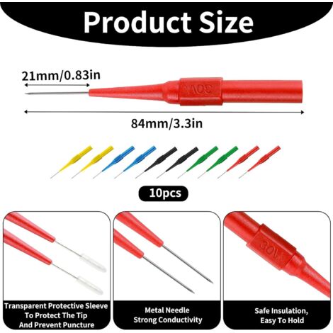 HOHOVYVY Lot De 3 Sondes De Test Magnétiques Pour Multimètre - Pointes 4mm - Rouge, Noir, Vert