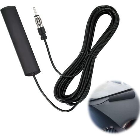 Antenne Radio Voiture, avec Montage Adhésif sur Pare Brise, Connecteur DIN et Câble Compatible avec Radio AM/FM, pour Stéréo HD Unités Principales Amplificateurs, Véhicules, SUV, Camions