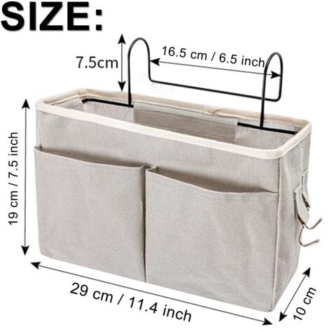 Organisateur De Chevet Suspendu – Lot De 2 Poches De Lit Grises – Rangement Pratique Téléphone, Tablette, Télécommande – Idéal Lit Superposé & Dortoir