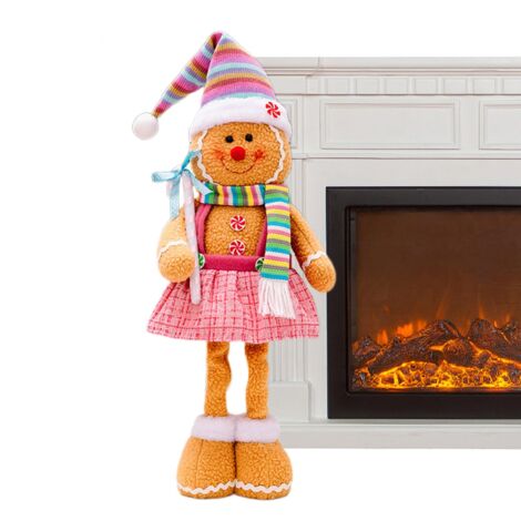 Décorations Pain d'Épice,Décorations de Noël en Pain d'Épice Figurine à Jambes Rétractables Lavable pour Étagères Jardin Bureau Table Salle de Classe Fenêtre