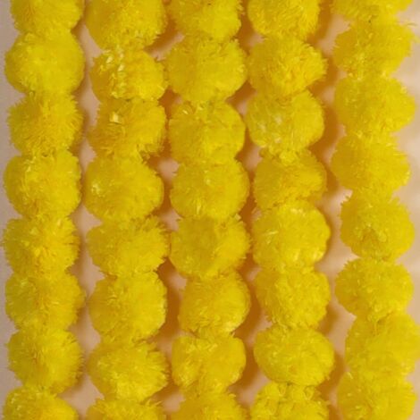 Guirlande de soucis artificielle de 5 pièces (1,4 m) pour Halloween, Diwali, Pooja, mariage, cheminée, Noël et décoration automnale - Jaune