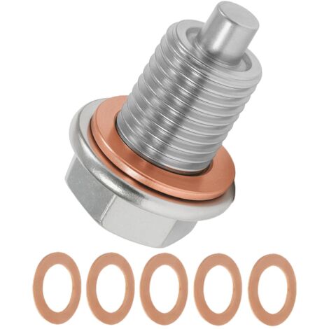 Bouchon de vidange d'huile magnétique M14x1,5 en acier inoxydable avec joint en cuivre pour voiture, moto et bateau. Vis de vidange d'huile magnétique.