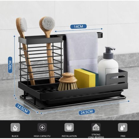 Organisateur évier,Rangement Evier Cuisine Support Brosse Eponge Organiseur Pour A Poser Acier Inoxydable Noir 97068328 Organisateur évier,Rangement Evier Cuisine Support Brosse Eponge Organiseur Pour A Poser Acier Inoxydable Noir 97068328
