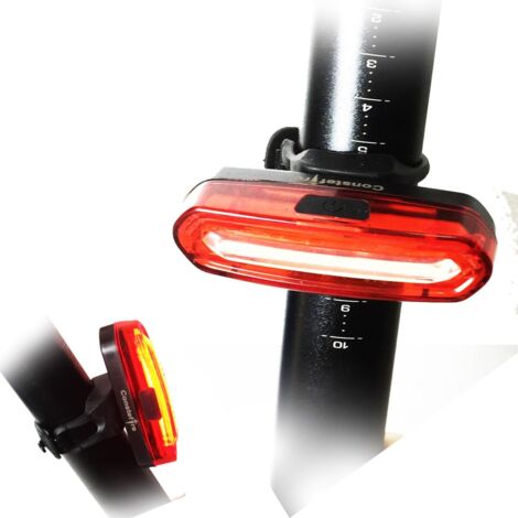 Feu arrière de vélo, lot de 2, rechargeable par USB, LED ultra-lumineuse 120 lm, 6 modes d'éclairage, étanche IPX6, idéal pour le vélo, le VTT, etc.