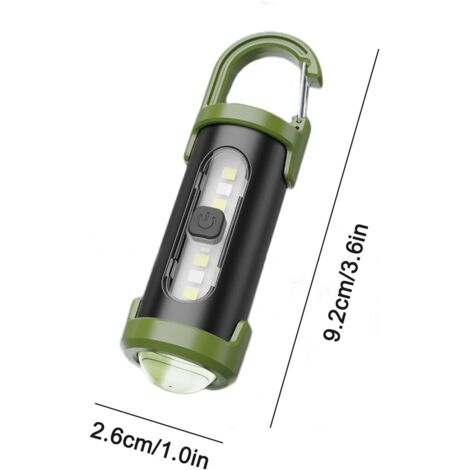 Lampe Torche LED Poche USB Rechargeable Mini Porte-Clés Porte-Clés Camping-- K6F9
