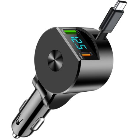 Rétractable Chargeur Voiture, USB C Accessoire Voiture Interieur, 75W Chargeur Allume Cigare, Voyage Accessoires, Adaptateur Allume Cigare USB pour iPhone 16 15 14 13 12 Pro Max Plus Galaxy S24 (1/5)