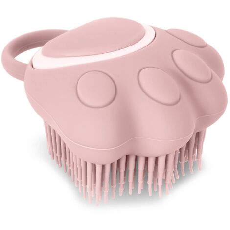 Brosse de bain pour chien et chat, brosse de toilettage en silicone pour chiot, brosse de massage douce pour le nettoyage des animaux, distributeur de shampoing pour un lavage apaisant et massant (for (1/5)