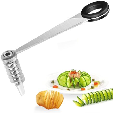 Coupe-pommes de terre en spirale, coupe-pommes de terre en spirale en acier inoxydable, coupe-légumes portable pour concombres, pommes, carottes, etc.