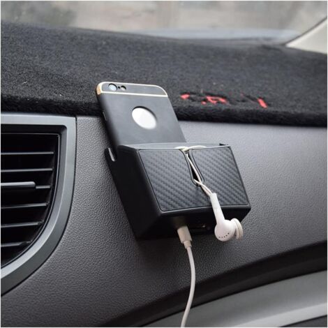 Auto-Adhésif Boîte de Rangement Voiture, Motif en Fibre Carbone Organiseur, Téléphone Lunettes De Soleil Organisateur, Accessoires automobiles, pour Stockage Clés, Monnaie, Stylos(Petit)