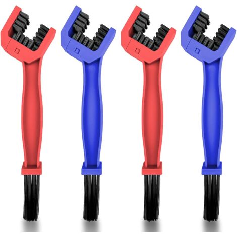 Pièces Brosse Chaine Moto Rouge et Bleu, Brosses de Nettoyage pour Chaîne de Vélo, Pinceau Detailing Auto, Kit de Brosse Nettoyage Voiture Interieur Exterieur pour Vélos et Motos