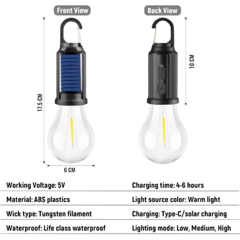 Lampe De Camping Rétro Rechargeable Étanche Avec Double Mode D'Éclairage