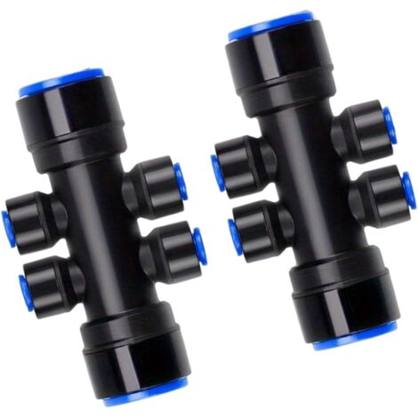 Répartiteur d'irrigation goutte à goutte à 6 voies 6 voies 6,35 mm - Contrôle du débit d'eau - Raccord rapide - Tuyau de poussée d'eau - Accessoires d'irrigation pour la maison et le jardinage