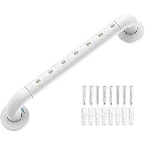 Barre D'appui WC, Barres D'appui de Salle de Bain avec Antidérapante, Poignée de Acier Inox, de Maintien Douche avec Cercles lumineux-avec Bride de Recouvrement,48 CM