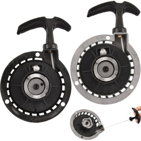 2-Piece Easy Pull Starter, Mini Alloy Traction Starter Starter Reminder Pull Start Recoil Starter Easy Pull for 2 Stroke 49CC Pocket Bike Minimoto ATV Quad Scooter.