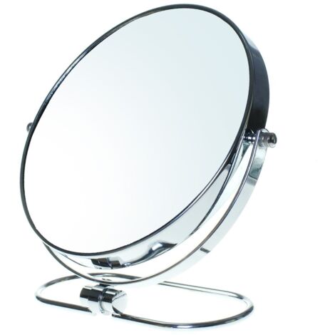 Miroir Maquillage Pliable, x10 Grossissement, 8" Cosmétique sur Pied pour Chambre et Voyage, Ø 20 cm de Table, Double Visage Tournant de Rasage