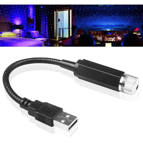 Veilleuse USB Etoile Veilleuse Réglable Romantique Ciel Projecteur Lumière Portable Atmosphère Décoration Lampe de Nuit pour Voiture, Plafond Chambre Fête (Bleu Violet)