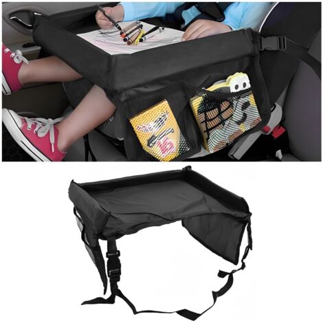 Bureau Lap Pour Siège Voiture, Plateau Siège Voitures Pour Enfants, Plateau De Voyage Enfant Voitures Avec Grande Espace Sac Rangement Accessoires Voiture De Voyage Polyvalent(Noir)