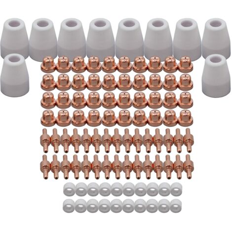Kit Consommables Standard pour Torche Plasma PT-31 LG-40/JG40 Buse 18866 Électrode 18205 Écran Céramique 18204 pour Découpeurs Cut 40, Cut 50 et CT-312 100 pièces