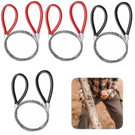 Lot de 4 scies à fil dentelées en métal - Scie à câble en acier inoxydable - Mini scie à câble manuelle - Scie à chaîne d'urgence pour l'extérieur, la survie, le camping, les branches d'arbre, la