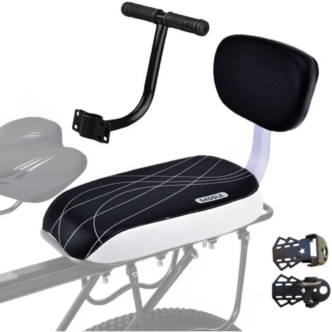 Coussin de Siège Arrière pour Vélo,Vélo Pièces Accessoires Sièges,y Compris Coussin et Dossier, Accoudoirs de Repose Pieds, Mains Courantes pour Enfant Ou Adultes