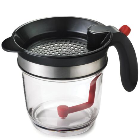 Séparateur à Graisse Acier Inoxydable Noir/Rouge/Transparent 28 x 28 x 18 cm