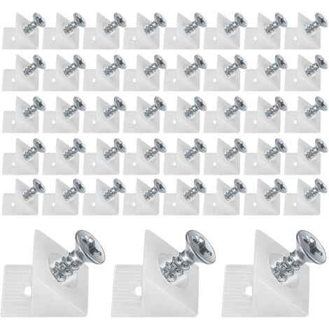 50 Pièces Cales en Plastique pour Meuble Tiroir,Renfort Tiroir Connecteur Arrière Stabilisateurs,Fond de Tiroir Connecteur avec Vis,pour Réparer Affaissement Étagère Meuble,Blanc (50, Blanc)