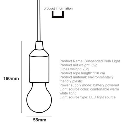 Lampe LED avec cordon de serrage à piles, lampe de tente d'extérieur pour placard, chambre, escalier, chambre à coucher, enfant, chambre, jardin