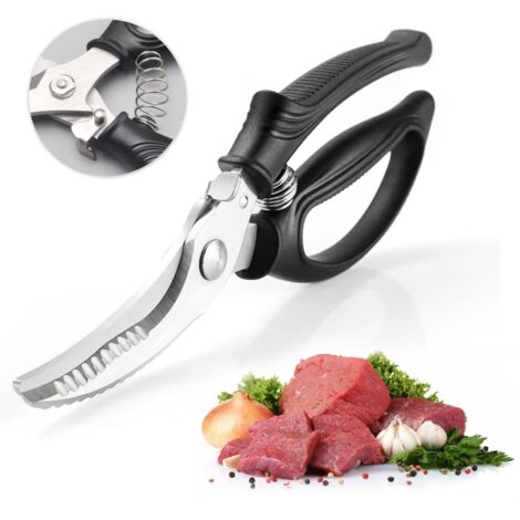 Ciseaux à volaille pointus en acier inoxydable pour viande avec poignée de verrouillage, poignée en plastique antidérapante et ressort, poisson, légumes et barbecue (1/5)