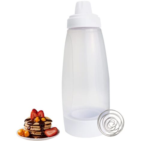 Shaker Crepes Distributeur Pate Presser Bouteille avec Boule de Mélange pour Pancakes Gaufre Takoyaki Vinaigrette