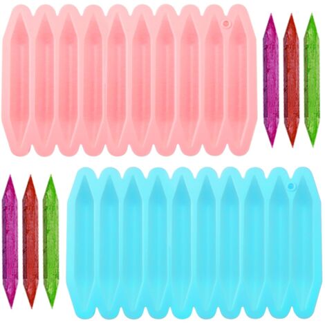 Lot de 2 moules à crayons réutilisables en silicone, passent au four, 10 cavités moules à crayons cire 3D à double pointe, moule en silicone pour faire fondre des bougies au chocolat (1/5)