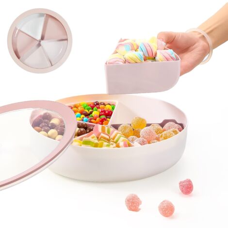 Boîte de rangement amovible pour nourriture - Convient pour snacks, noix, bonbons, biscuits - Rose (1/5)