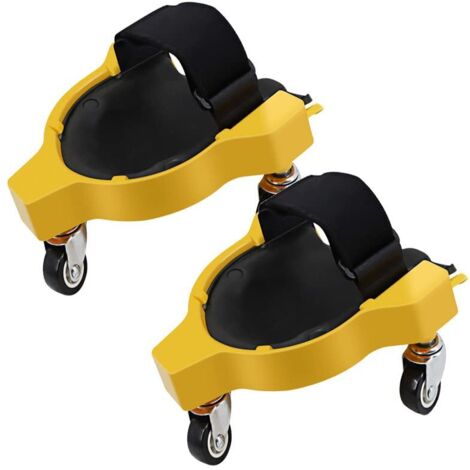GenouillèRes Roulantes, GenouillèRe Coulissante Multifonctionnelle, GenouillèRe AlléGéE Avec Roue et Sangle RéGlable, GenouillèRe pour la Peinture/RéParation et Entretien Automobiles(Jaune)
