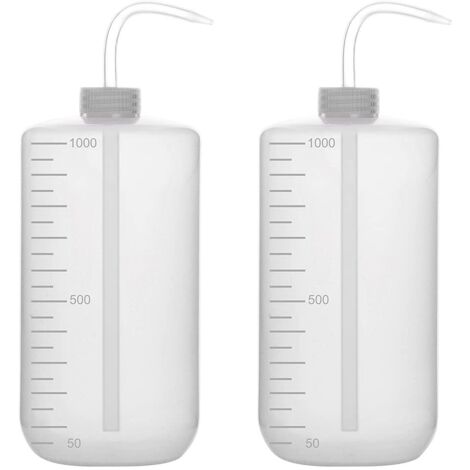 2 Paquet 1000 ml Flacons de Lavage en Plastique à Squeeze avec LDPE Ouverture Etroite, Bouteille D'arrosage à Presser Squeeze Wash Bottle, 1000ml
