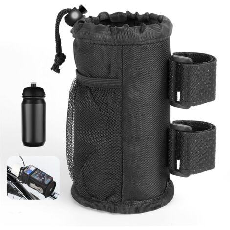 Porte Gourde Velo, Porte Gourde Velo sans Vis en Tissu Oxford, Porte-Bidons avec Poche en Filet et Fermeture à Cordon, pour Buggy Fauteuils Roulants Vélos d'enfants Poussettes