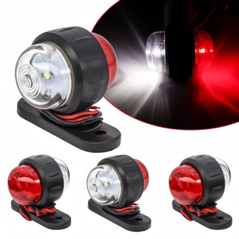 4 Feux latéraux de camion Pour Remorque Feux de Position LatéRaux Led Feux de Position LatéRaux ArrièRe Feu de Gabarit 12 / 24v Rouge/Blanc éTanche Led Feux de CôTé, Pour Remorque Camionnette