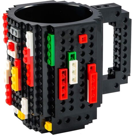 Build on Brick Mug Tasse à café en Briques - Tasse en Briques de Construction Tasse à café 350ml (Noir)
