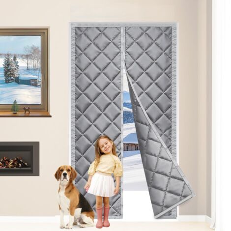 Rideau de Porte Isolant Thermique Magnétique 80 x 200 cm Rideau Thermique Porte D'entrée, Sans Perçage, Imperméable, Coupe Vent, Coupe Froid, Gris Foncé (80x200cm)