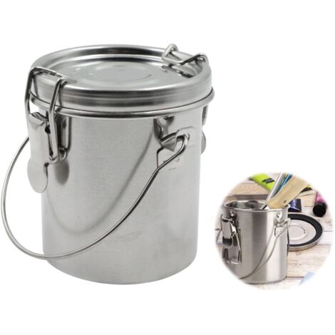 Nettoyeur Pinceau Seau de Lavage - Peinture à Huile Bac avec Couvercle Pinceaux en Acier Inoxydable Portable Antifuite Poignée Filtre Double Paroi Réservoir Nettoyage (1 Pièce)