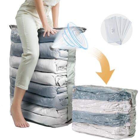 Sac sous Vide Vetement aspirateur Cube Lot de 4 (80×100×38 cm) Housse de Rangement sous Vide Gain de Place Sac de Rangement sous Vide pour Vêtements, Couettes, Oreillers